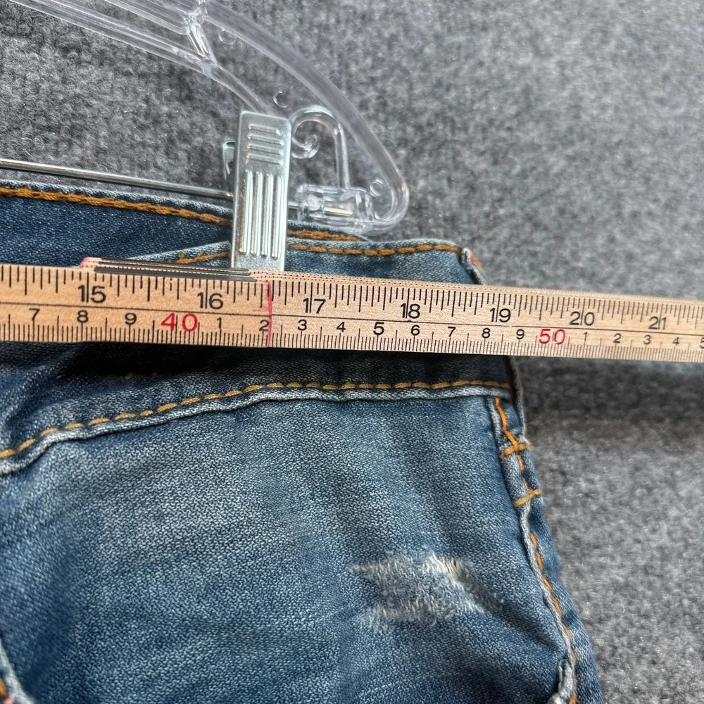 True Religion Slim Jeans Mens 38 Blue Contrast Stitch Horseshoe Denim Casual